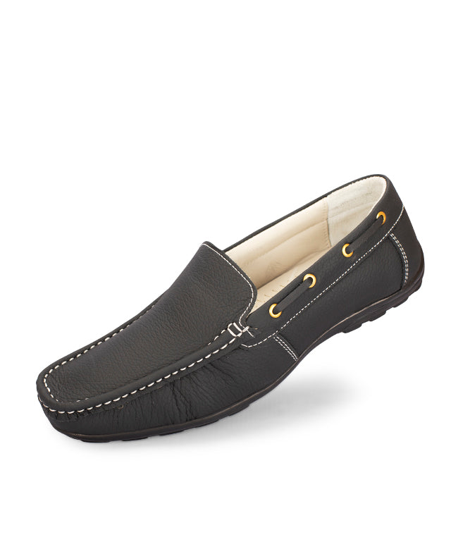Men's leather loafer black Shoes 18396