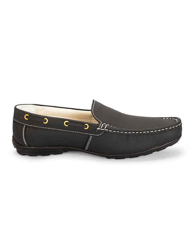 Men's leather loafer black Shoes 18396