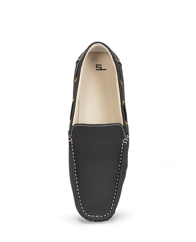 Men's leather loafer Black Shoes 00896