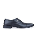 Men's leather pointed oxford black shoes 02092