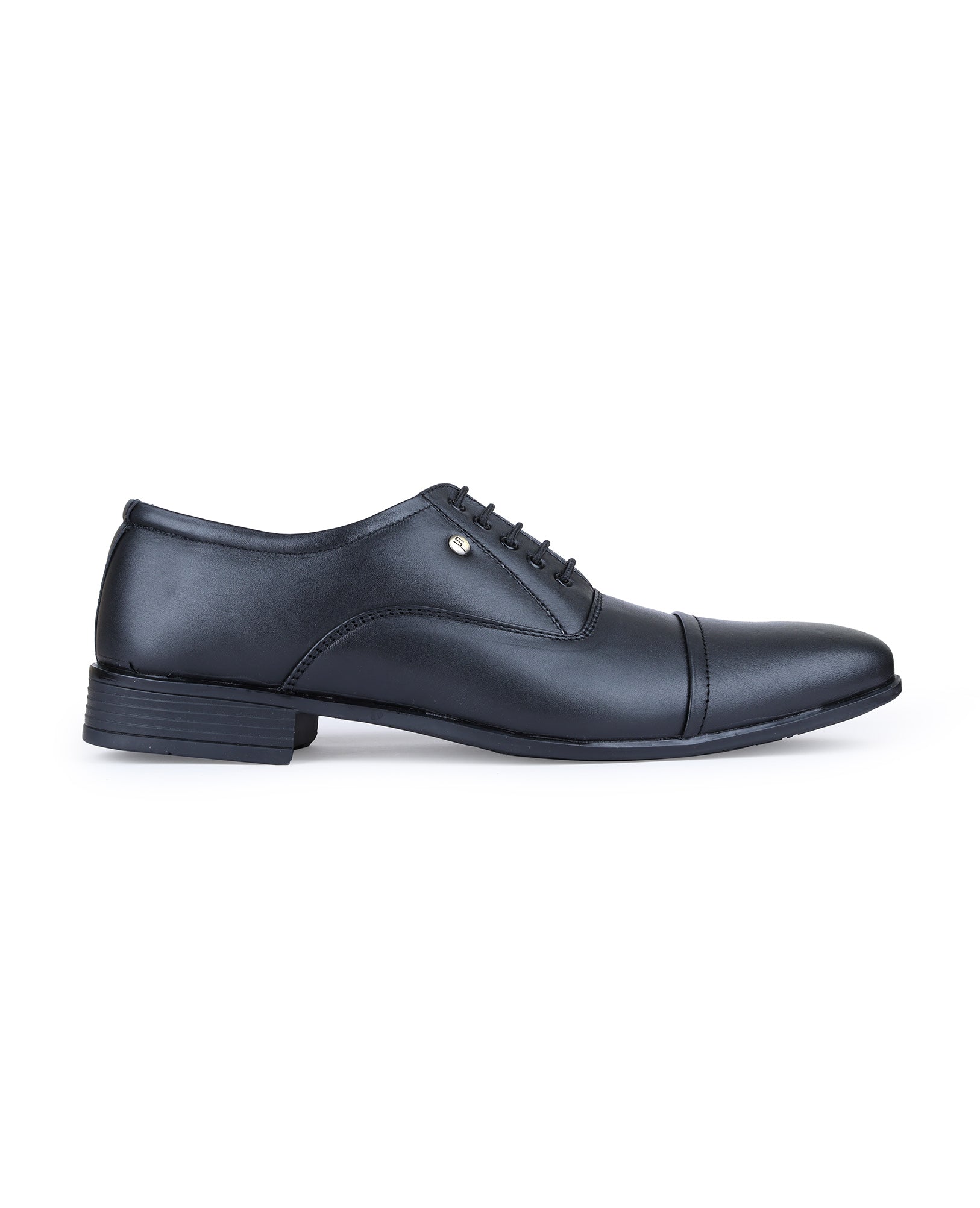 Men's leather pointed oxford black shoes 02092