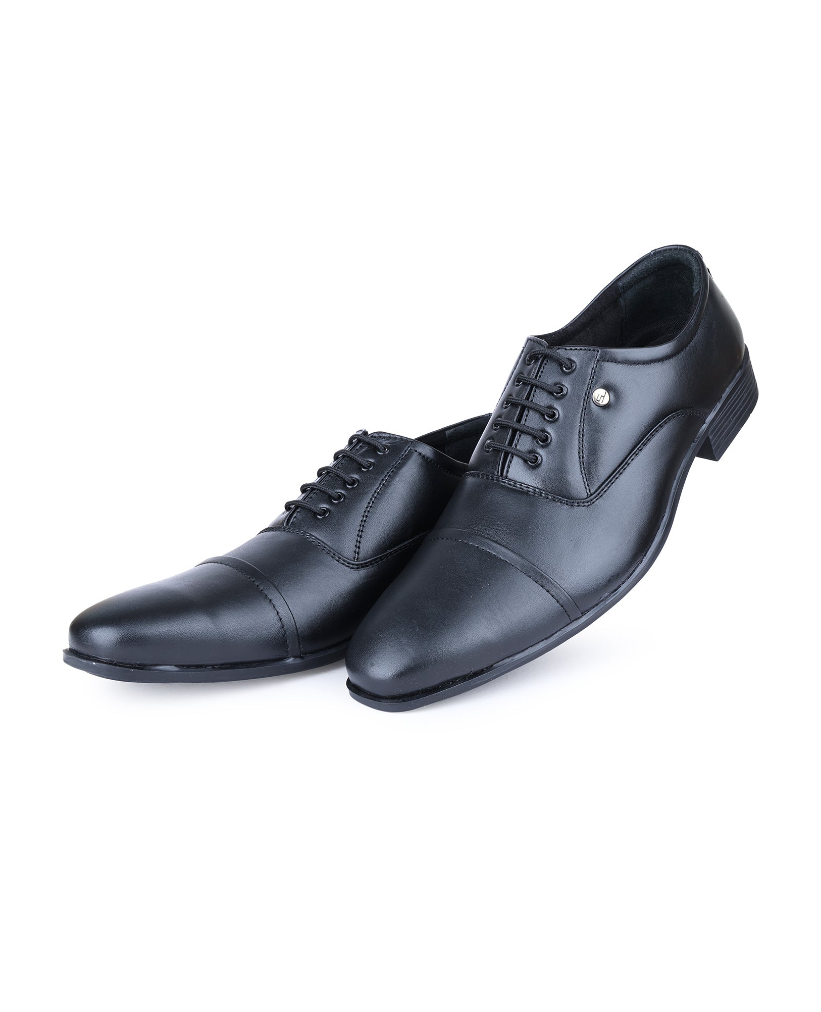 Men's leather pointed oxford black shoes 02092
