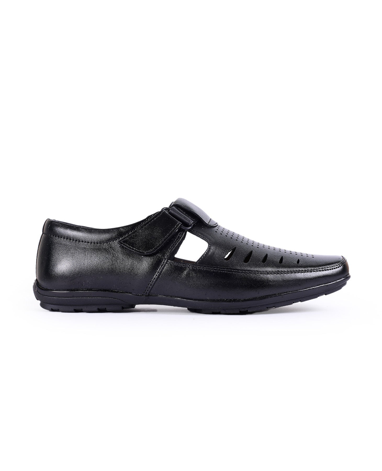 Men's leather Fisherman black Sandals 10801