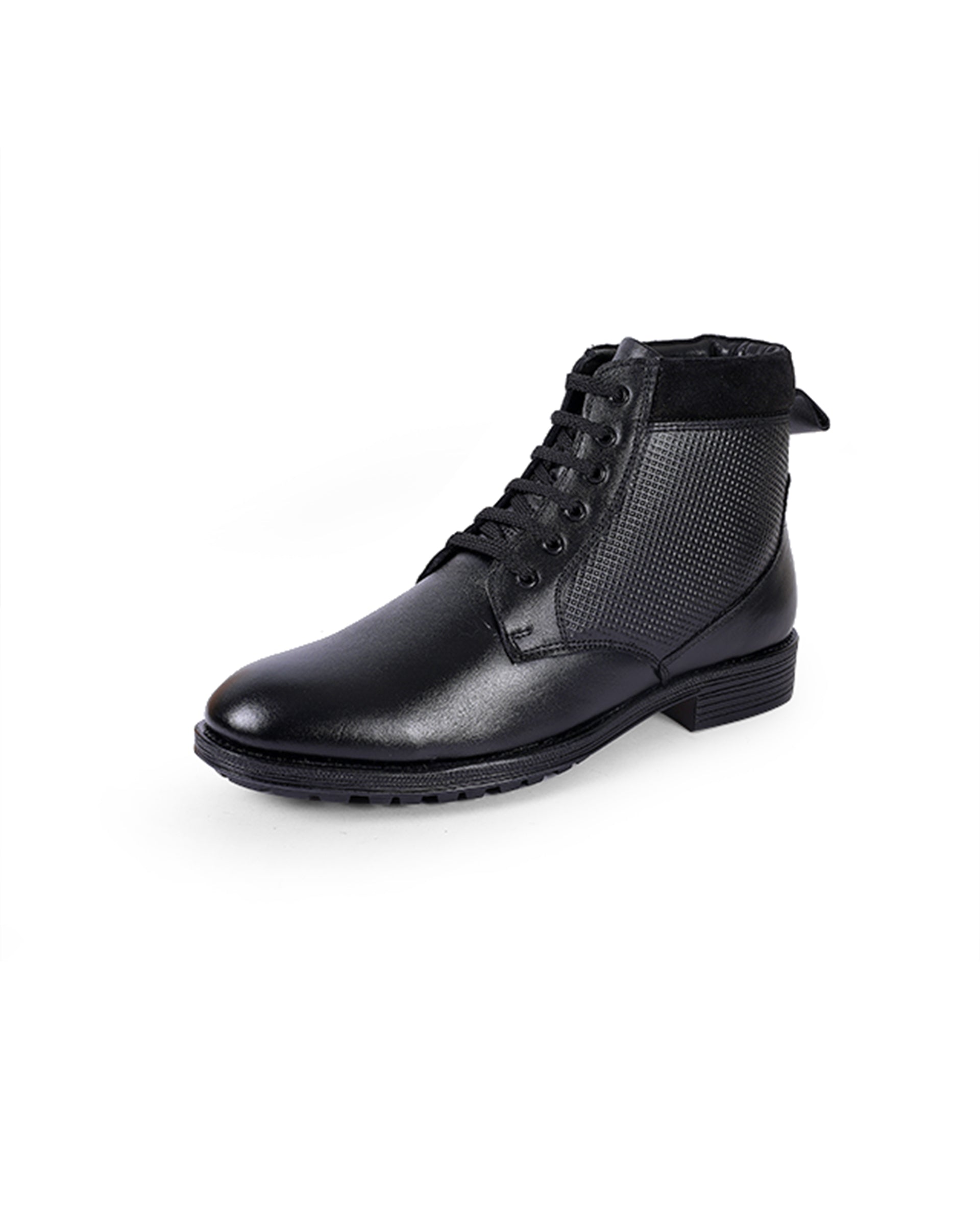 Men's leather high ankle black shoes 200256