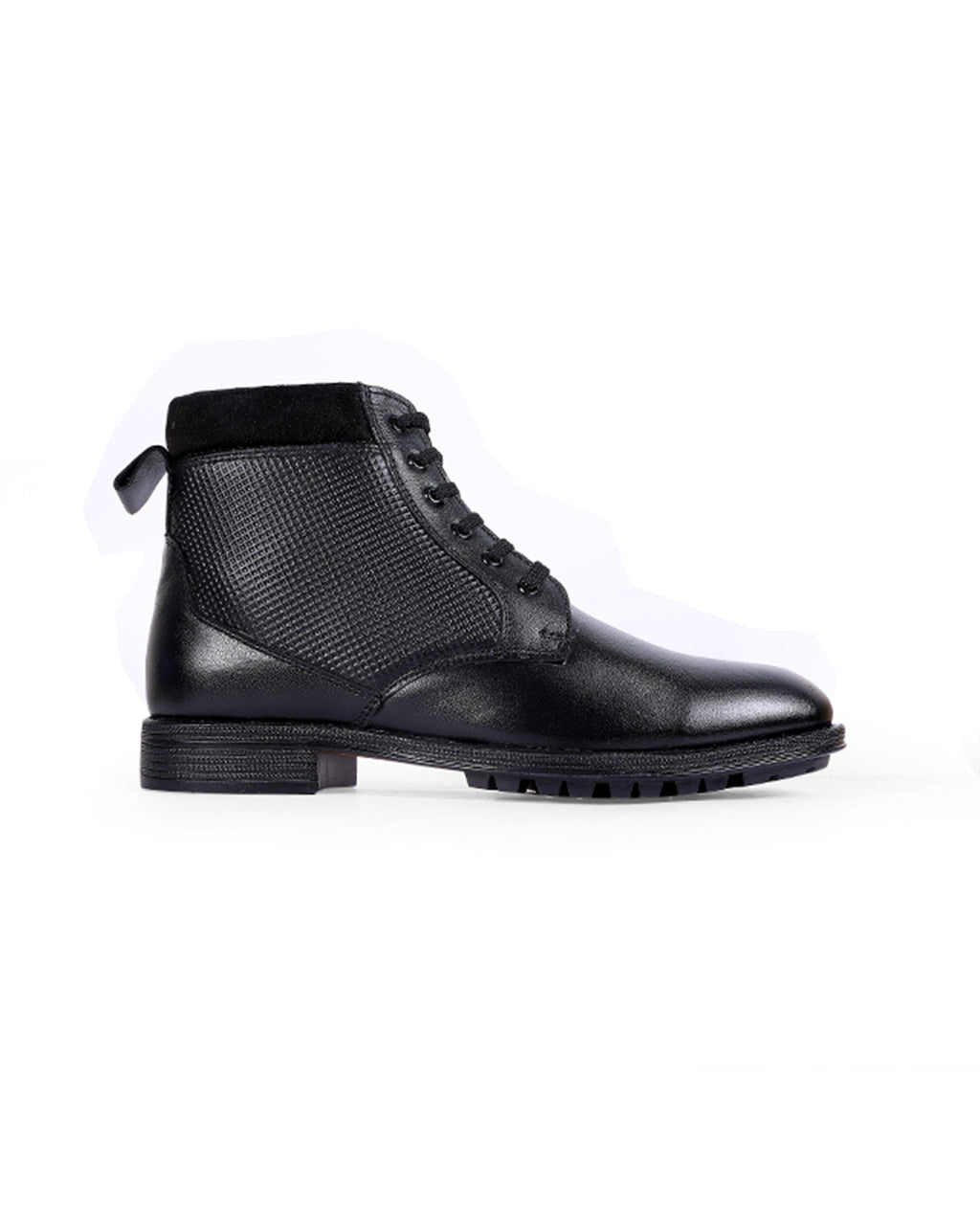 Men's leather high ankle black shoes 200256