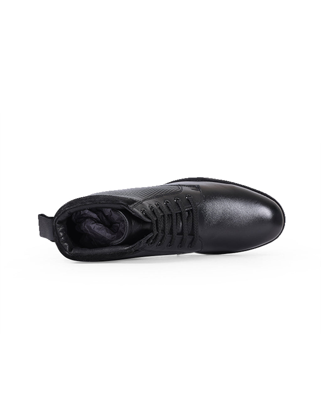 Men's leather high ankle black shoes 200256