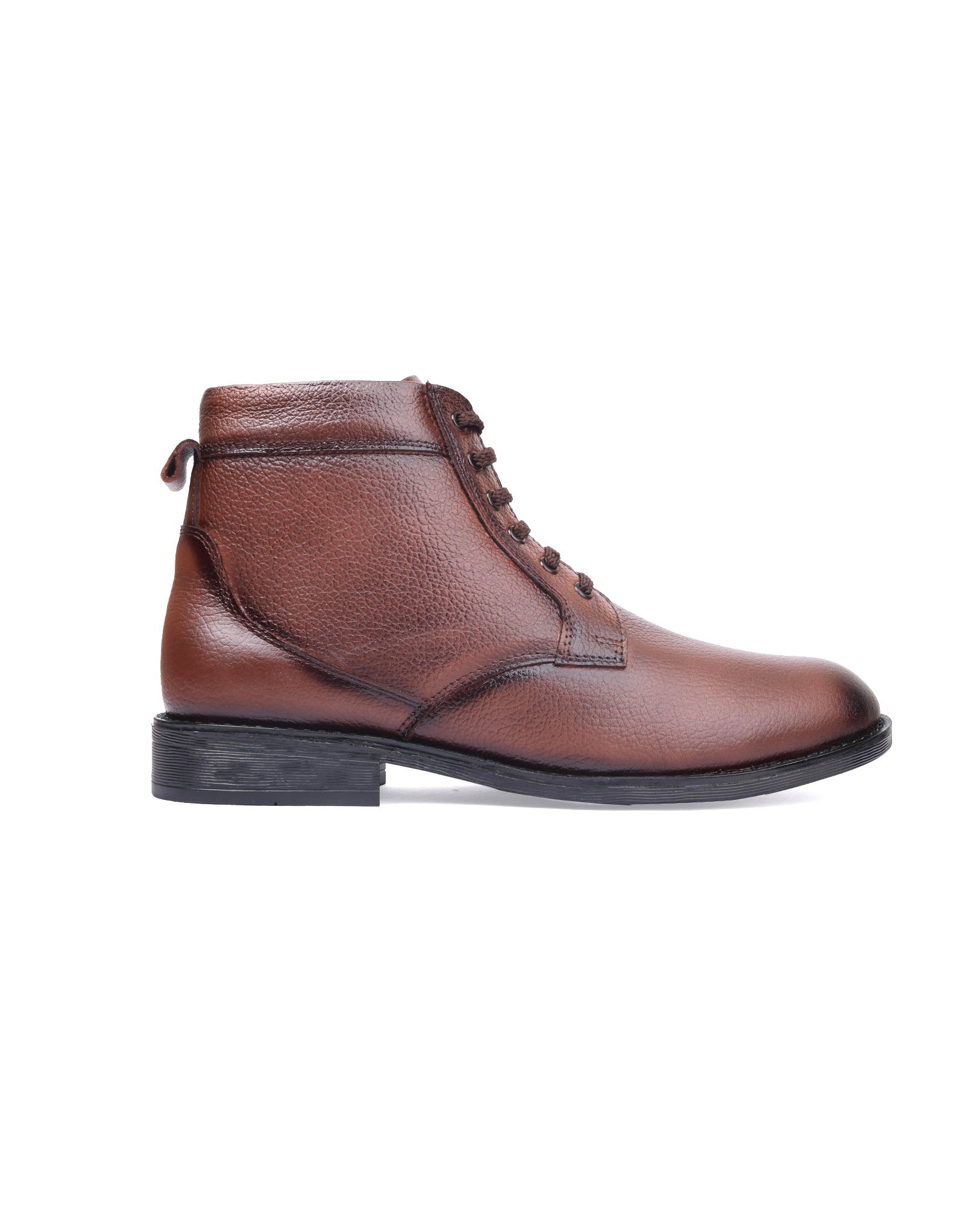 Men's leather high ankle brown shoes 200258